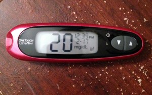 Glucometer reads 20