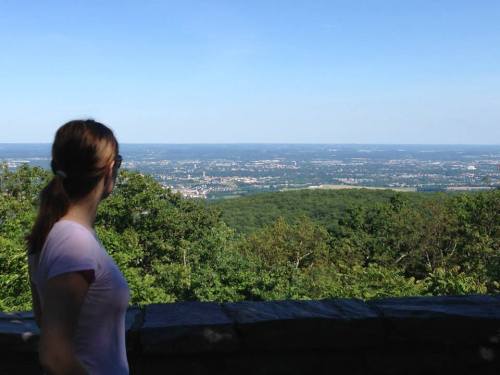 Young woman overlooking cliff in Frederick Maryland